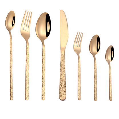 Gold Embossed Textured Cutlery Set