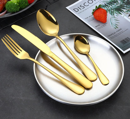 Gold Silverware 24-Piece Stainless Steel Cutlery Set