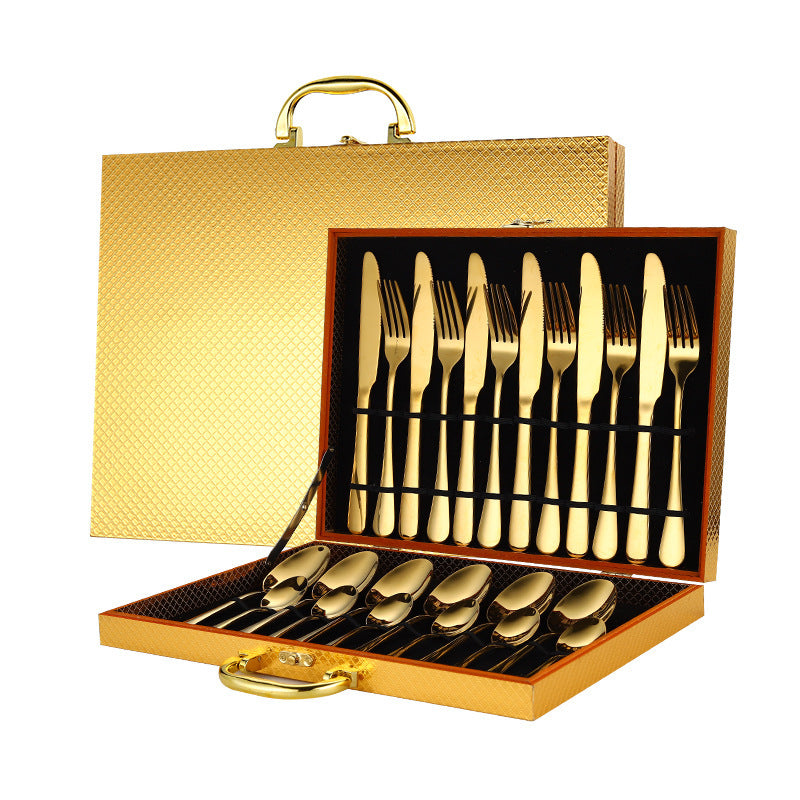 Gold Silverware 24-Piece Stainless Steel Cutlery Set