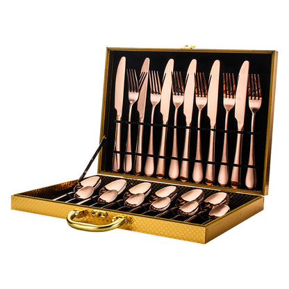 Gold Silverware 24-Piece Stainless Steel Cutlery Set