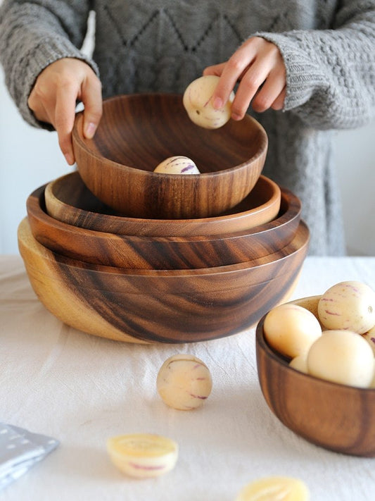 Acacia Handmade Wooden Salad Bowl