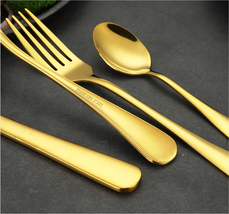 Gold Silverware 24-Piece Stainless Steel Cutlery Set